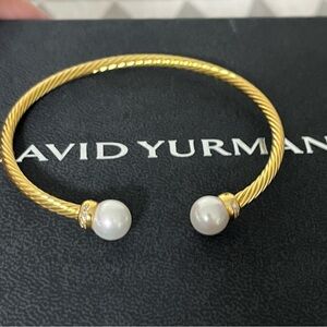 David Yurman Gold and Pearl Bracelet 3mm